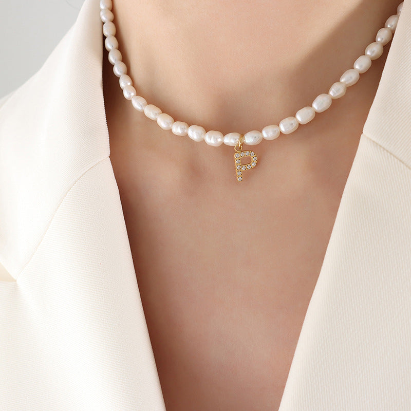 Exquisite Titan Gold-Plated Necklace with Full-Zircon Pendant