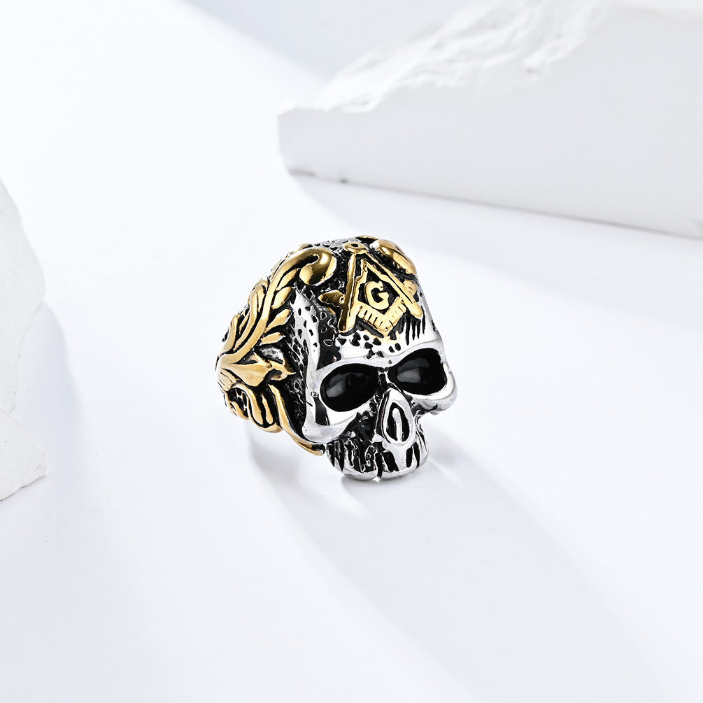 Skull Freemasonry Stainless Steel Ring Men's Fraternity