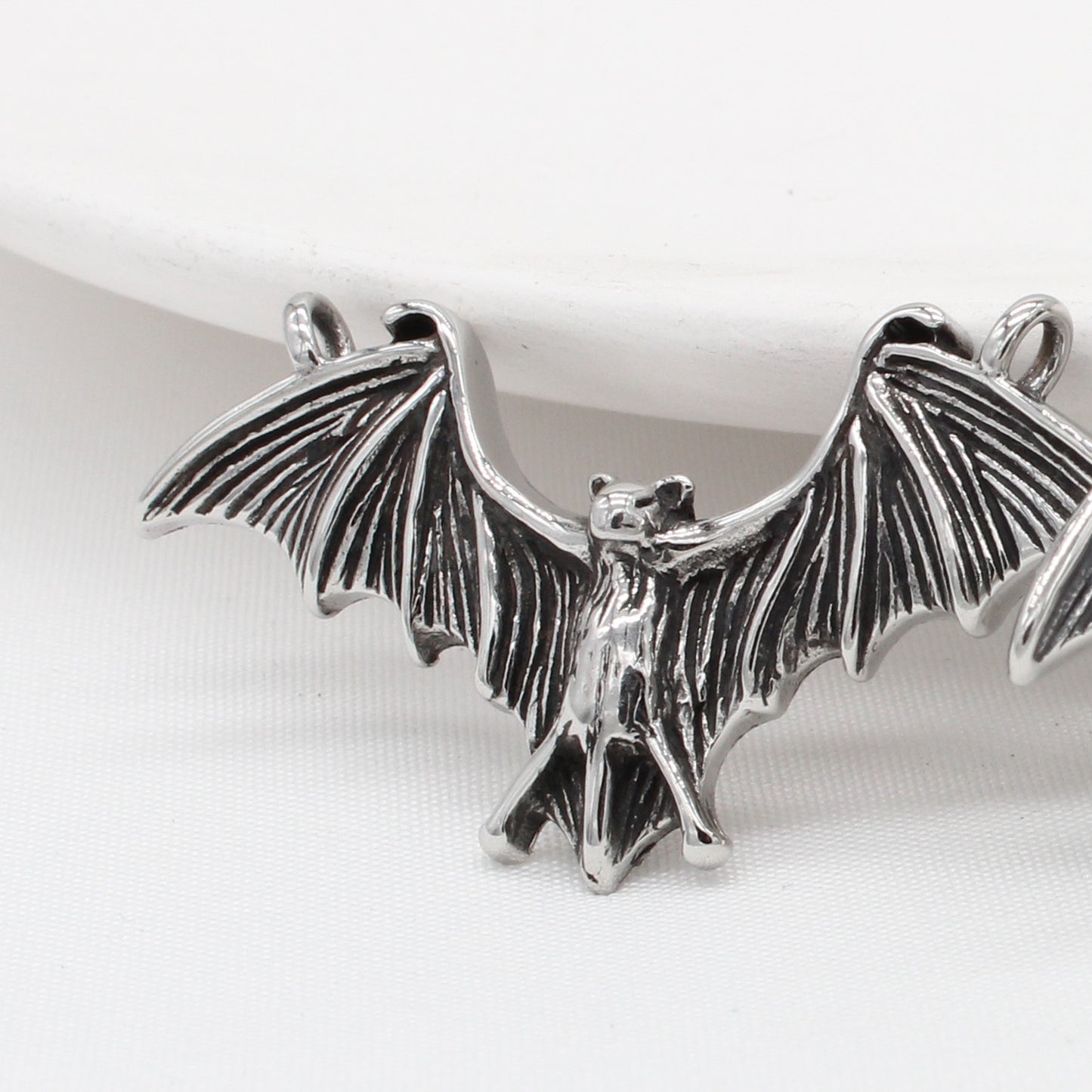 Goth Bat Wings Pendant Titanium Steel Planderful Unisex Protection Statement Jewelry