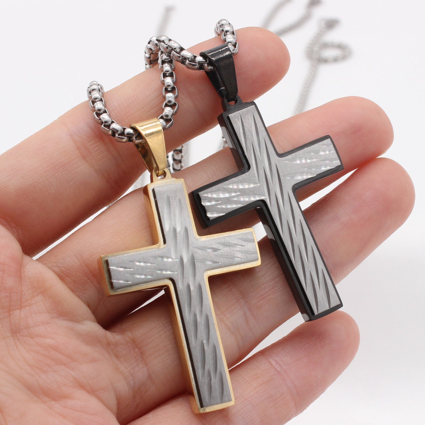 European-American Retro Men's Titanium Steel Cross Pendant - Wholesale Jewelry for Foreign Trade