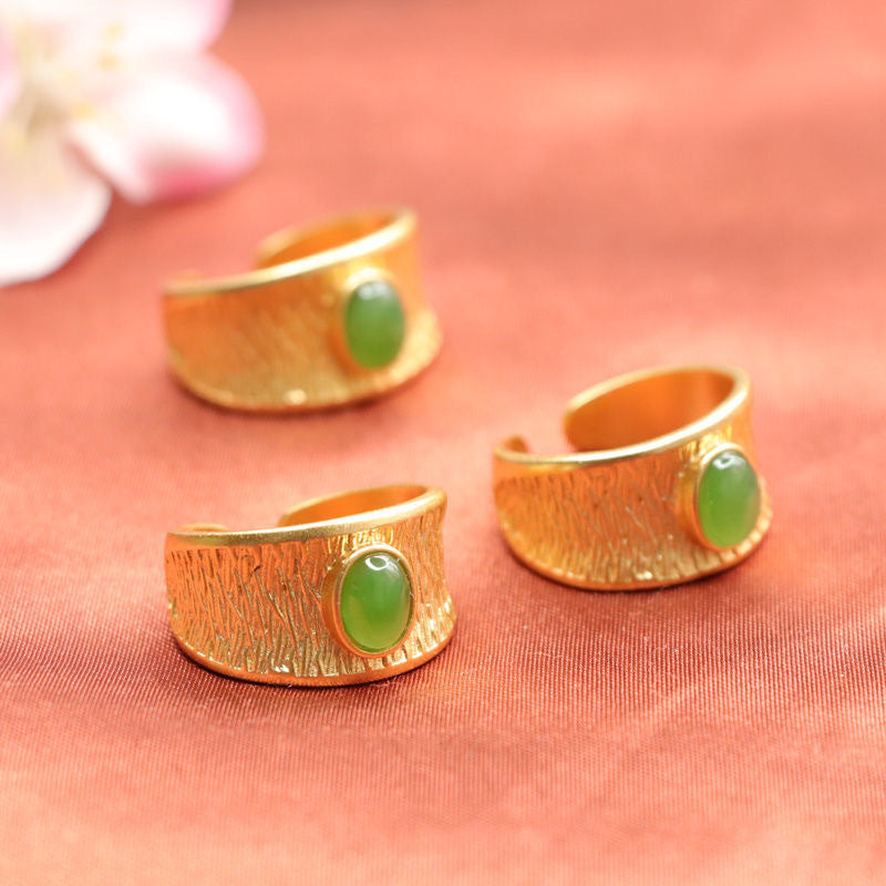Hetian Jasper Signet-Style Ring