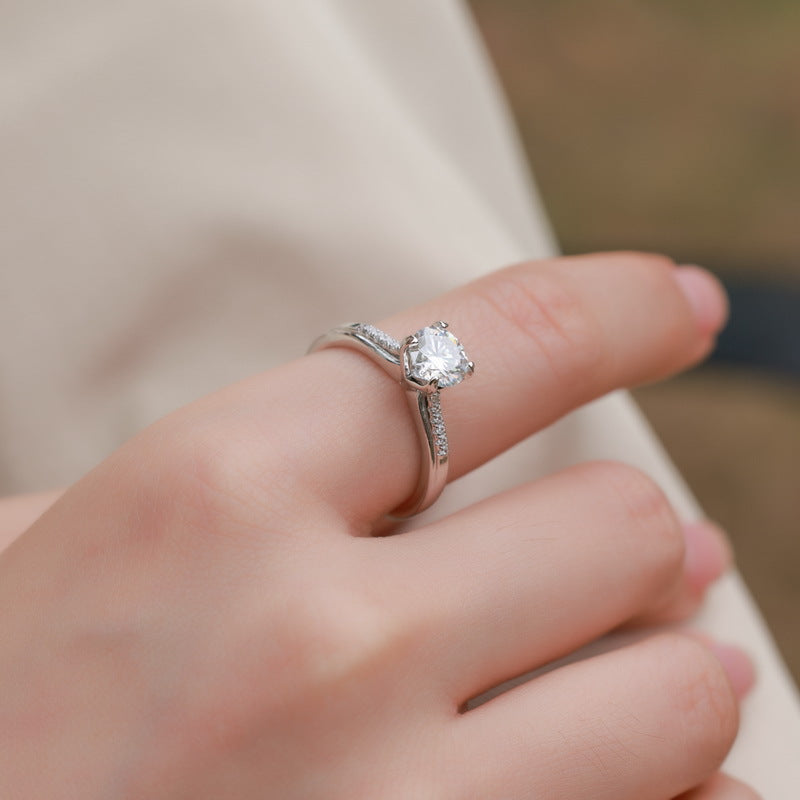 Planderful Classic Moissanite Sterling Silver Ring – 6.5 × 6.5 mm, 1 ct – Style 1