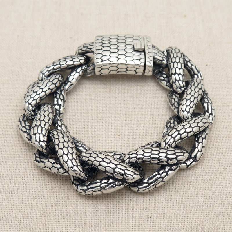 Snake-Shaped Winding Cuban Chain – Punk Snake Scale Chain Stainless Steel Men's Bracelet