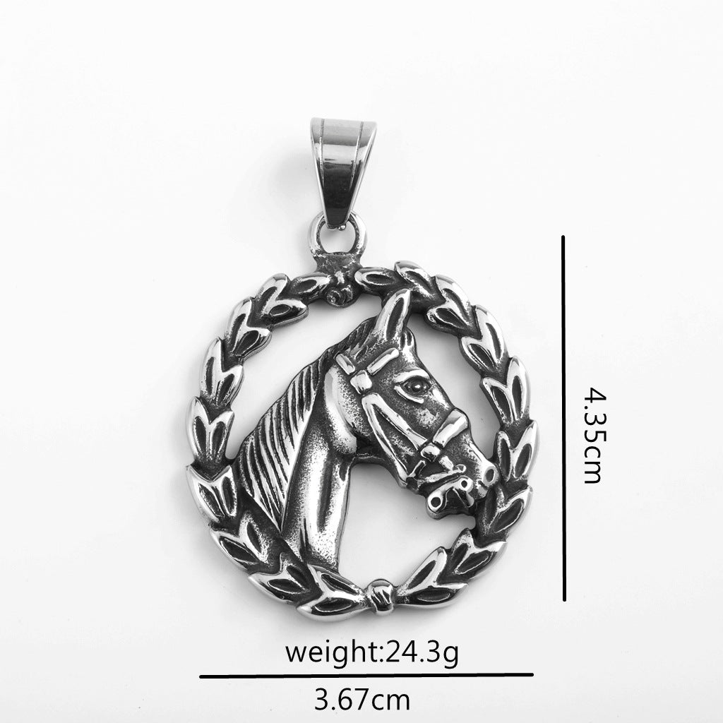 Vintage Horse Stainless Steel Pendant Necklace