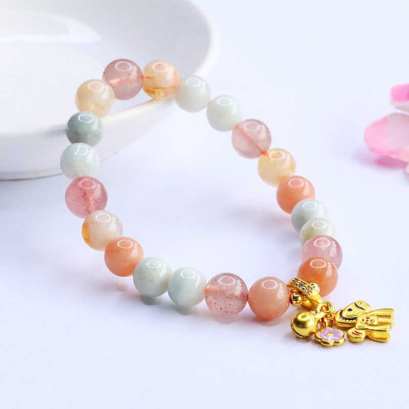 Jadeite Strawberry Quartz Beaded Bracelet