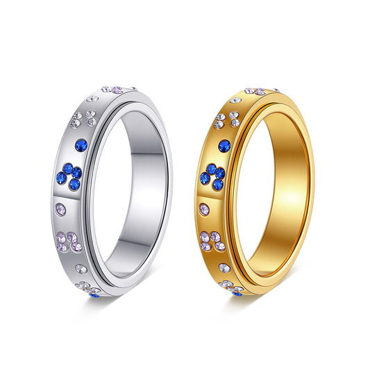 Planderful Rotatable Titanium Zircon Decompression Ring for Women Unisex Everyday Genie Collection