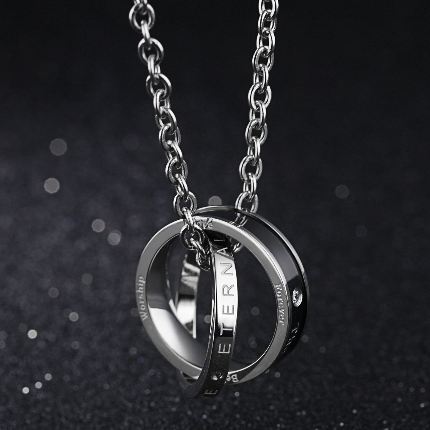 Planderful Interlocking Titanium Steel Couple Necklace Versatile For Trendy Stylish Couples