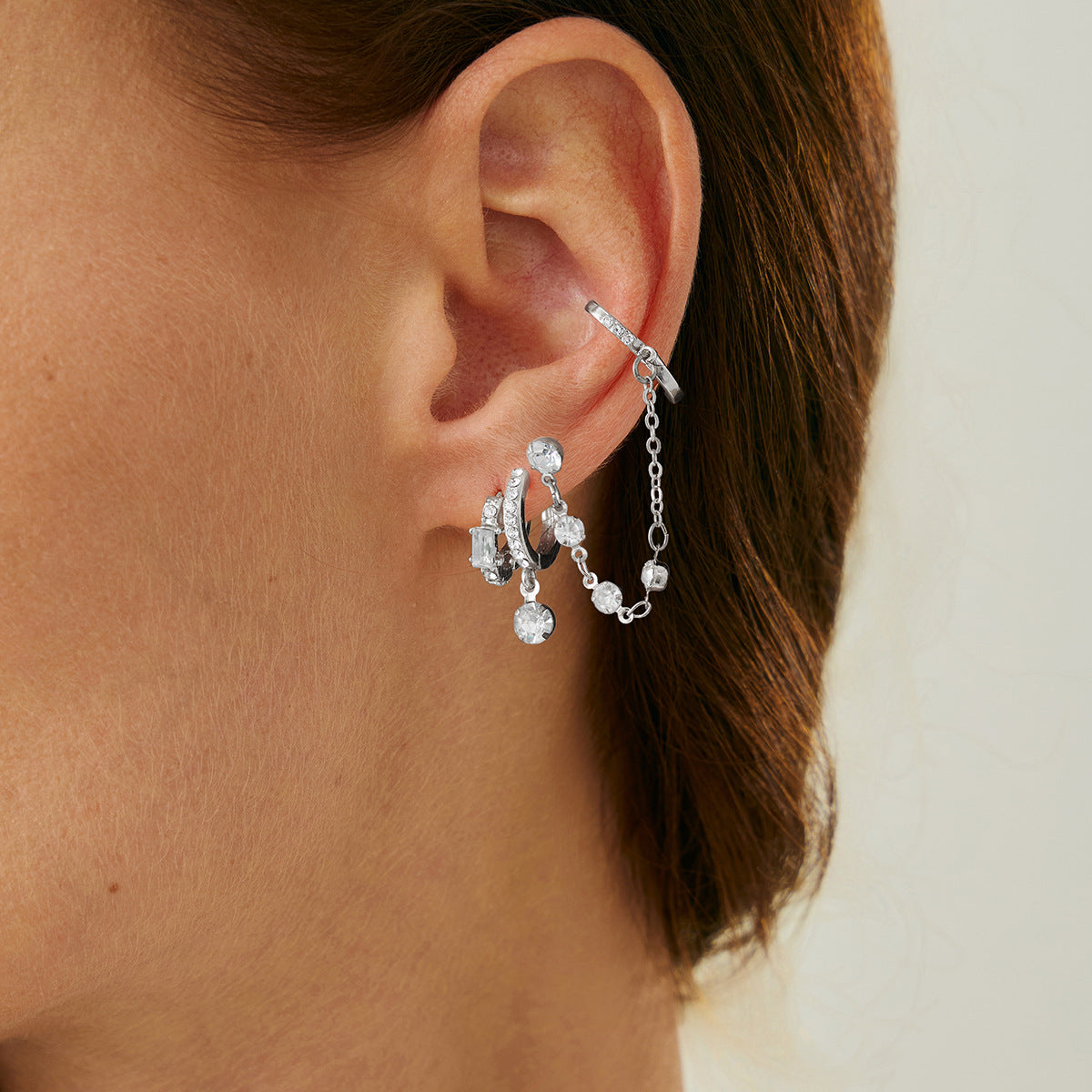 Planderful Vienna Verve Fringed Chain Earrings Versatile Zircon Inlays For Modern Women