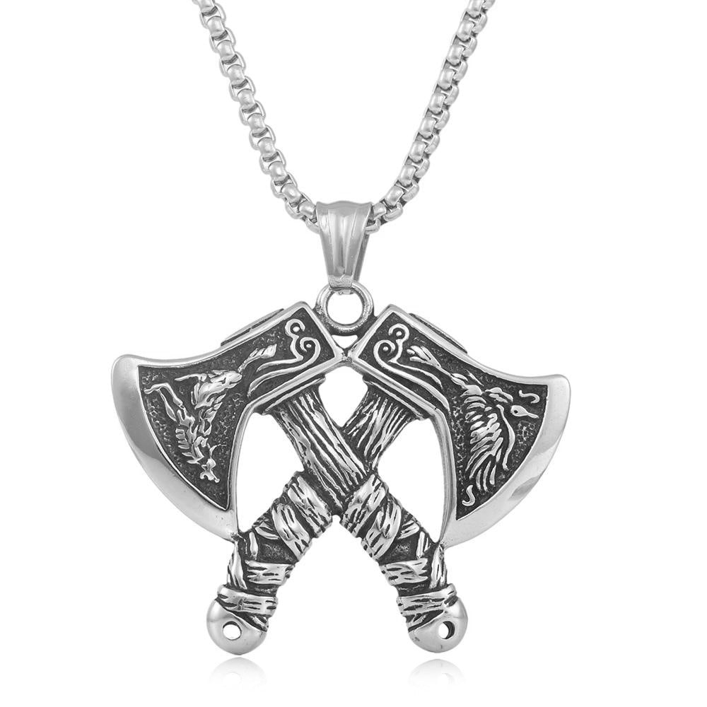 European And American Stainless Steel Double-Headed Axe Pendant