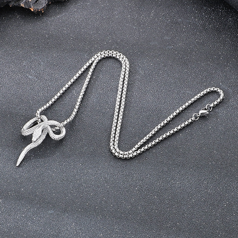 Planderful Snake Pendant for Men Titanium Steel Punk Style