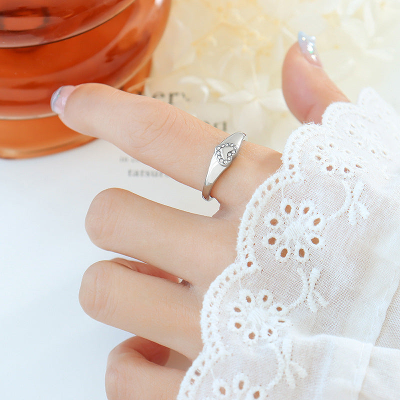 Peach Heart Rhinestone Gold-Plated Ring by Planderful - Light Luxury Personalized Jewelry