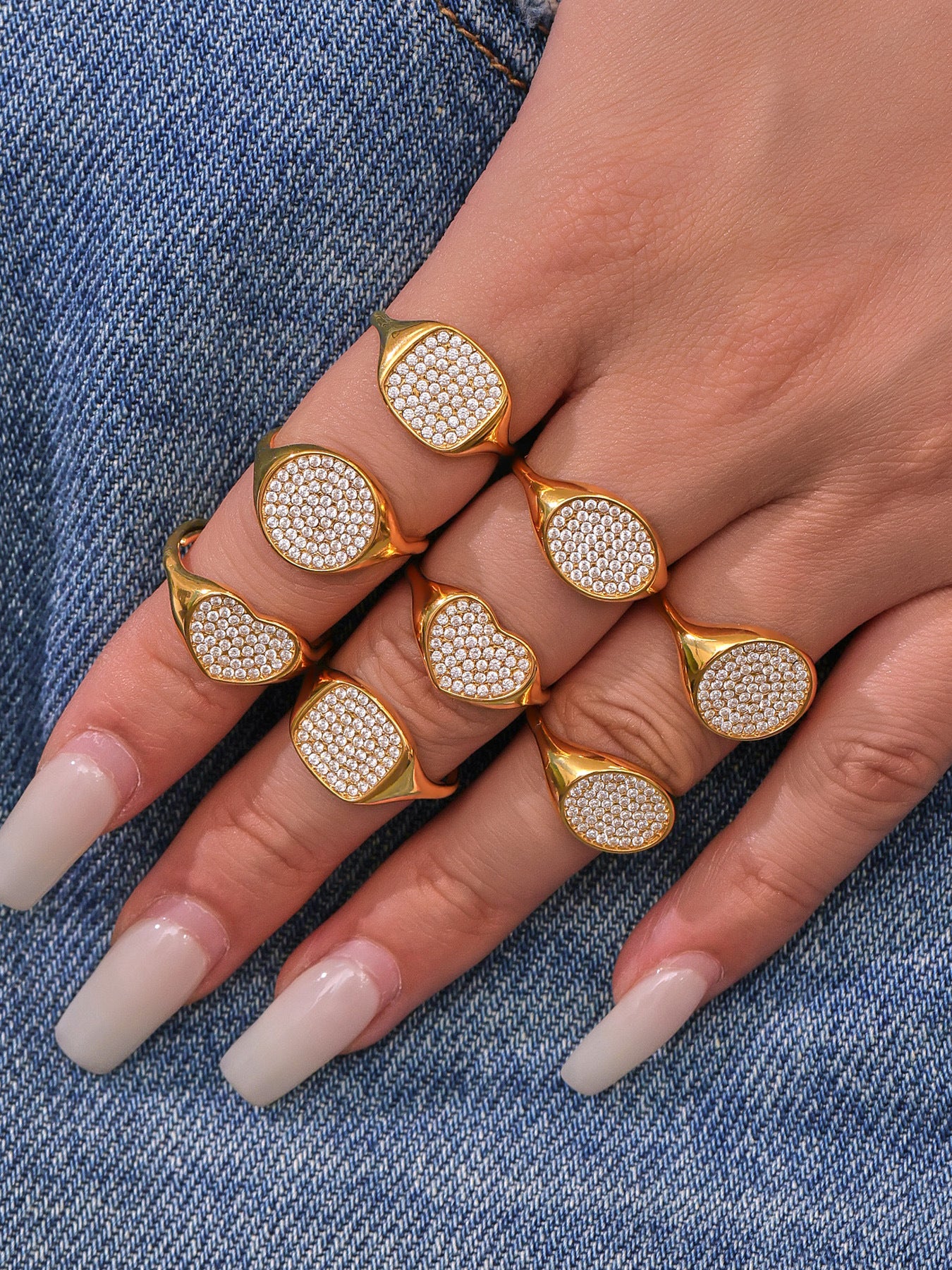 Planderful Zircon Love Ring Opening Design Titanium Fans