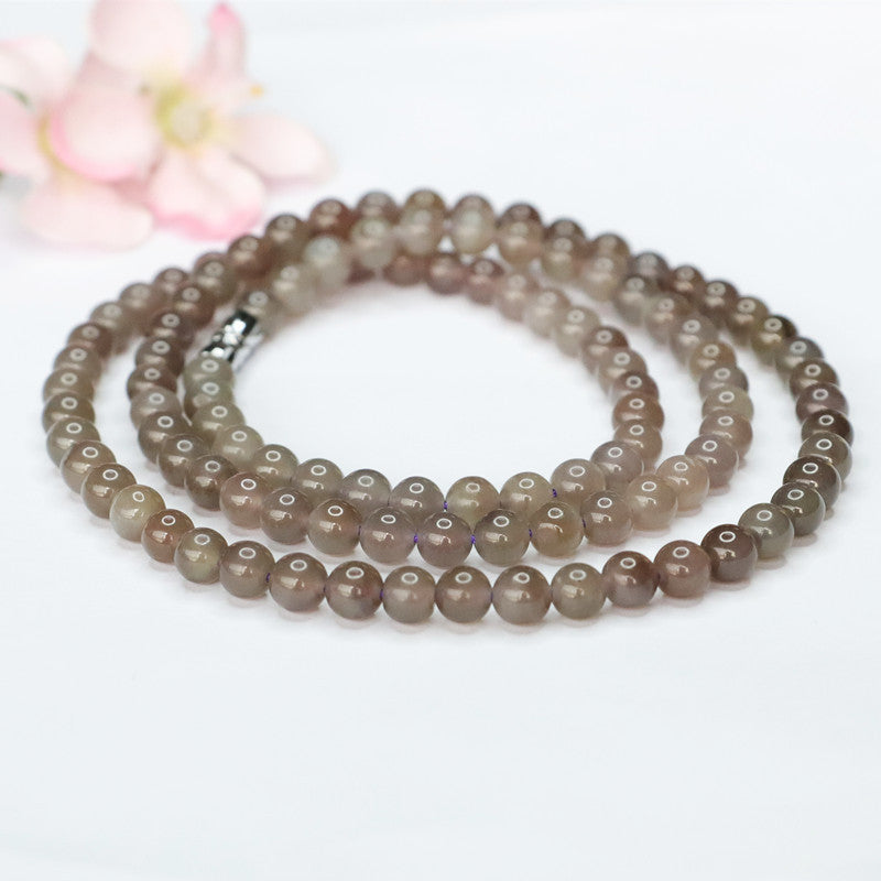 Natural Hetian Jade Smoke Purple 108 Buddha Beads Necklace Beads String Jewelry