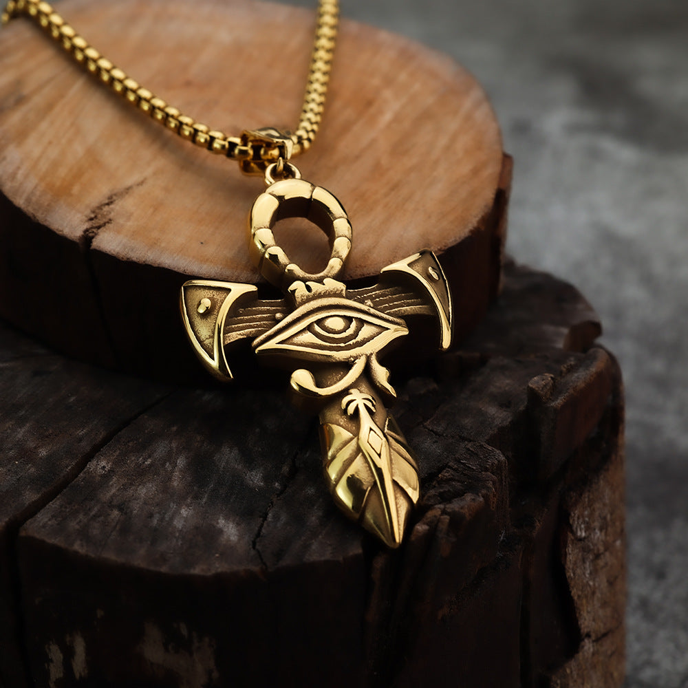 Cross-Border New Product Pendant Personalized Eye of Horus Anka Cross Men's Pendant