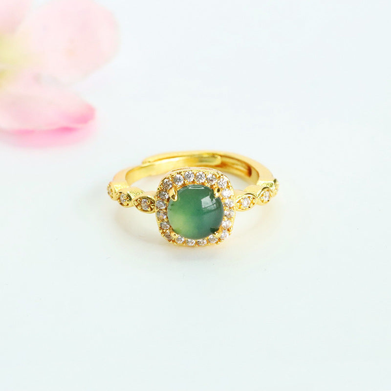 Blue-Water Jadeite Sugar-Cube Ring