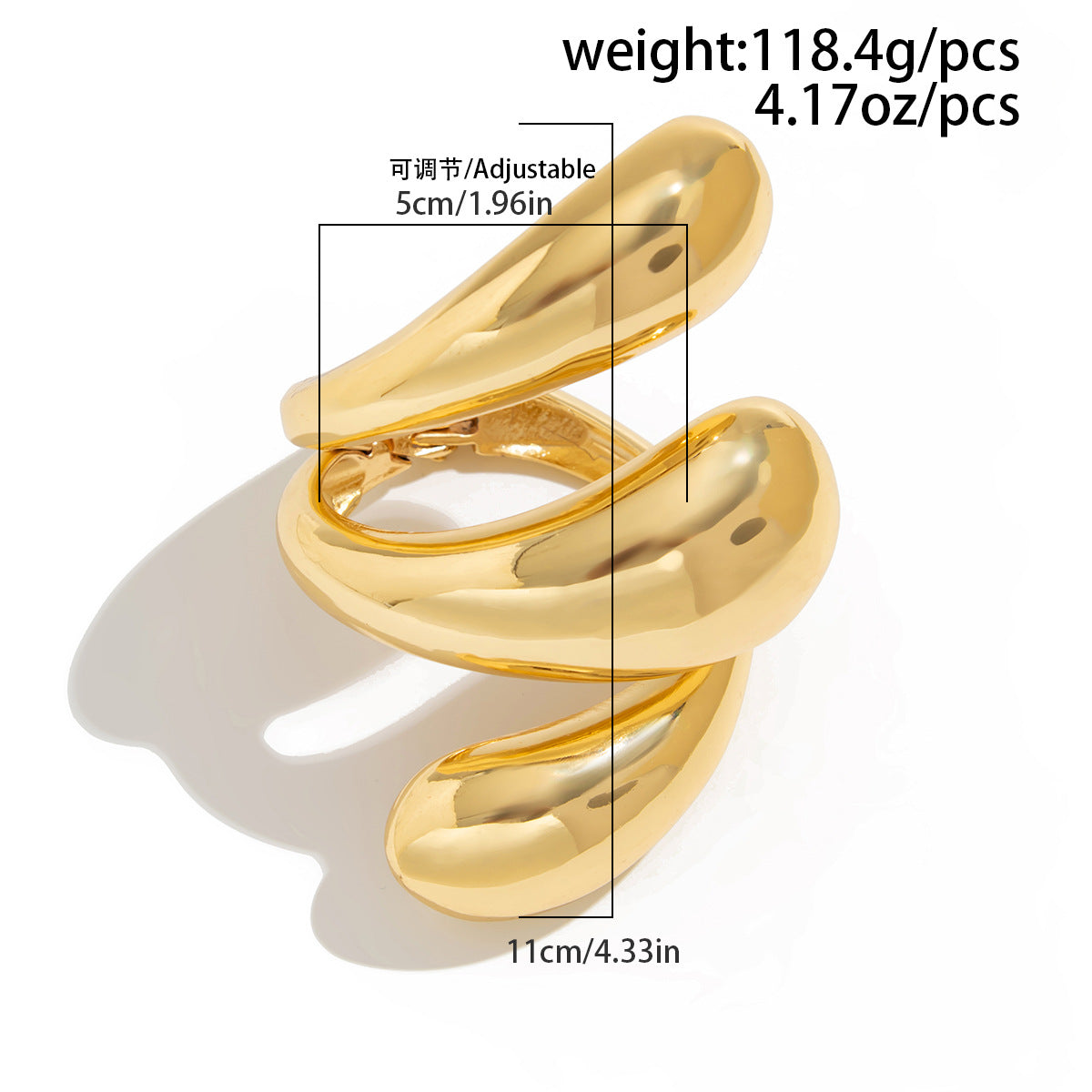 Planderful Vienna Verve Statement Bracelet For Women Large Water Drop Winding Glossy Metal