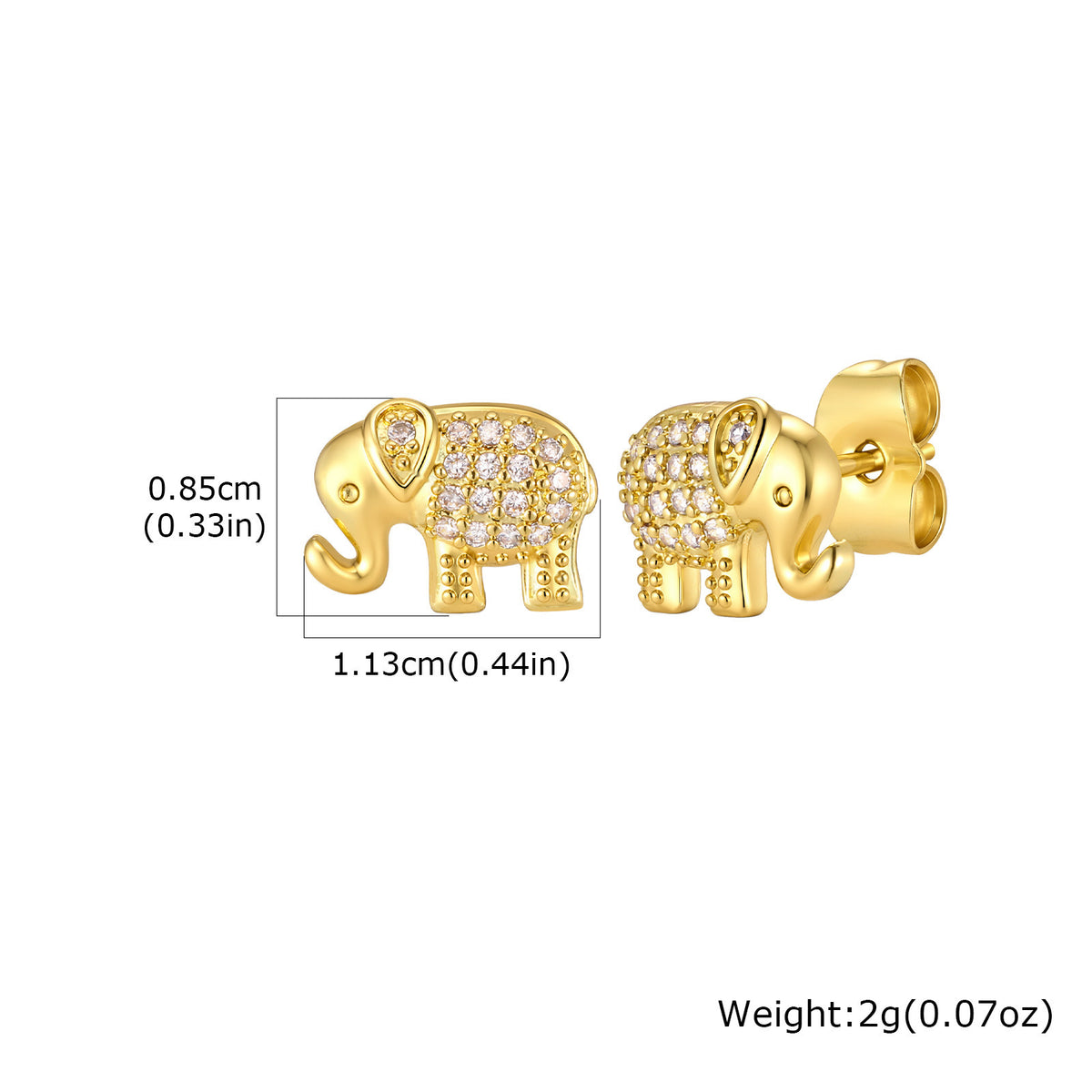 Crystal Motif Stud Earrings — 6 Gold-Tone Designs