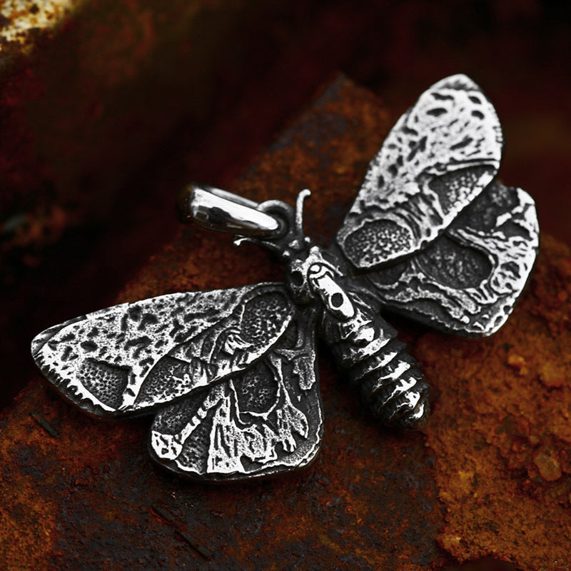 Stainless Steel Moth Pendant – Titanium Steel Men's Pendant Necklace