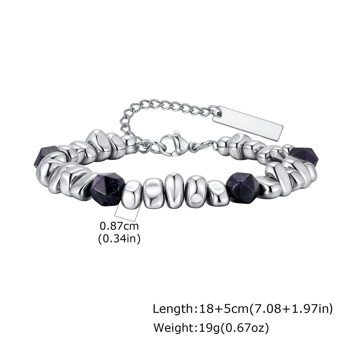 Natural Stone Stainless Steel Bracelet for Men