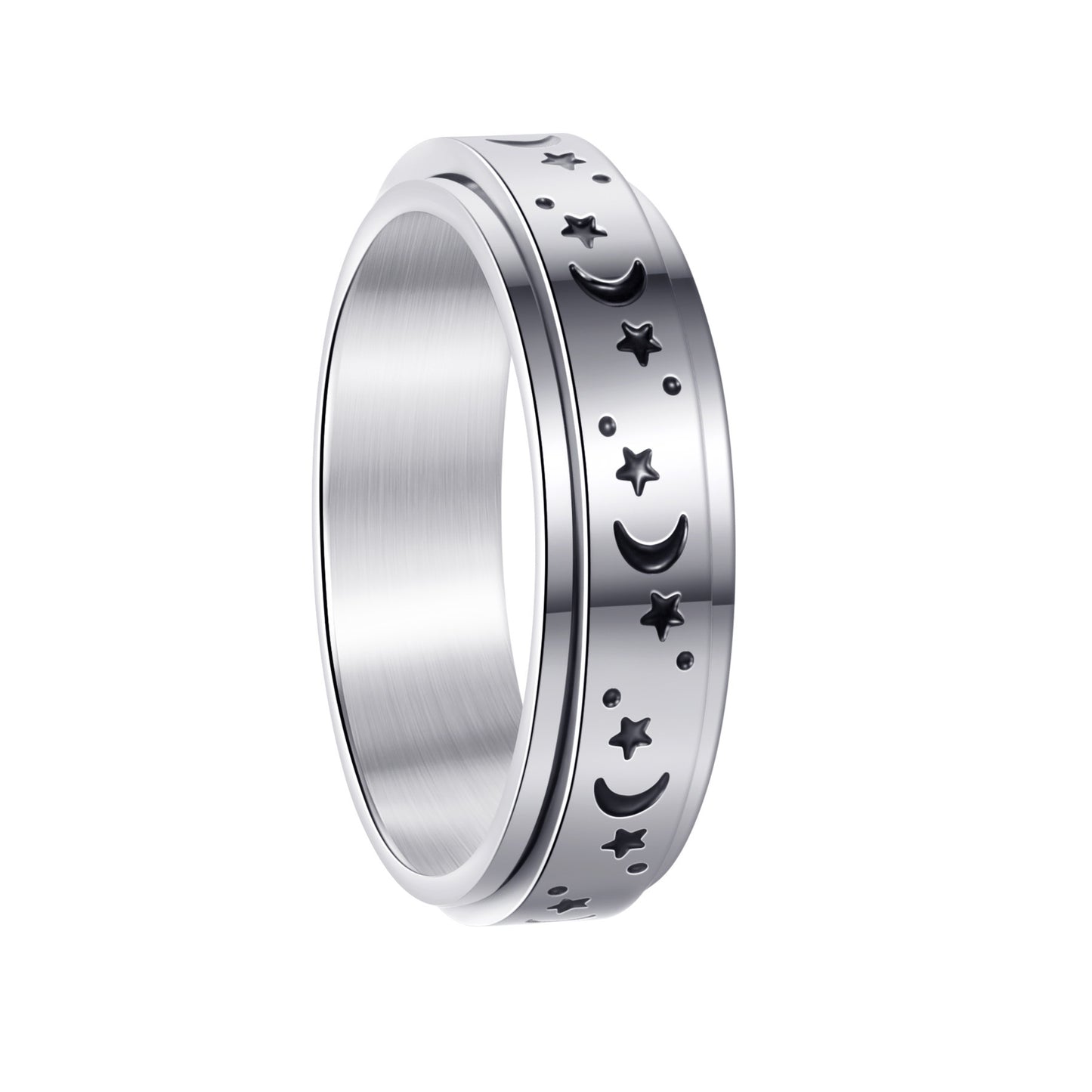 Planderful Star Moon Double Layer Rotatable Ring For Women