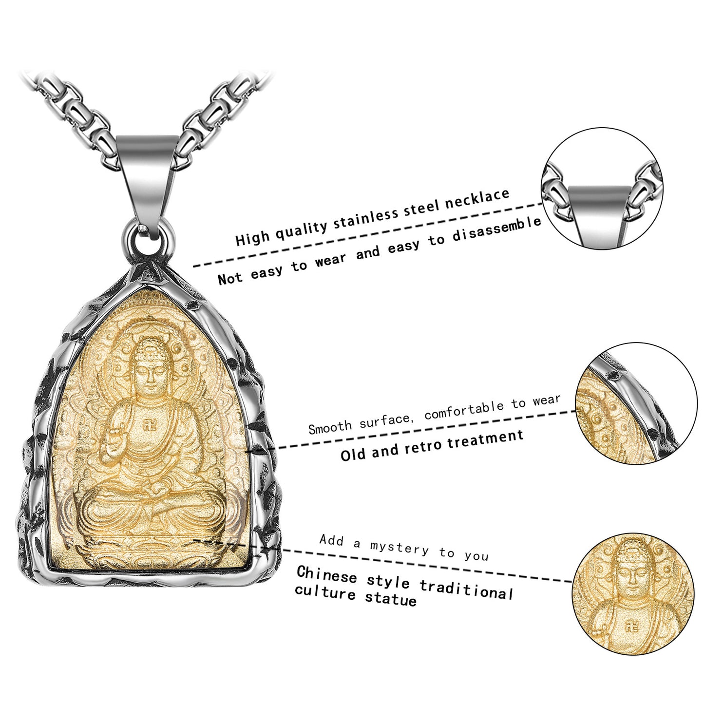 Stainless Steel Necklace - Statement Patron Saints Pendant