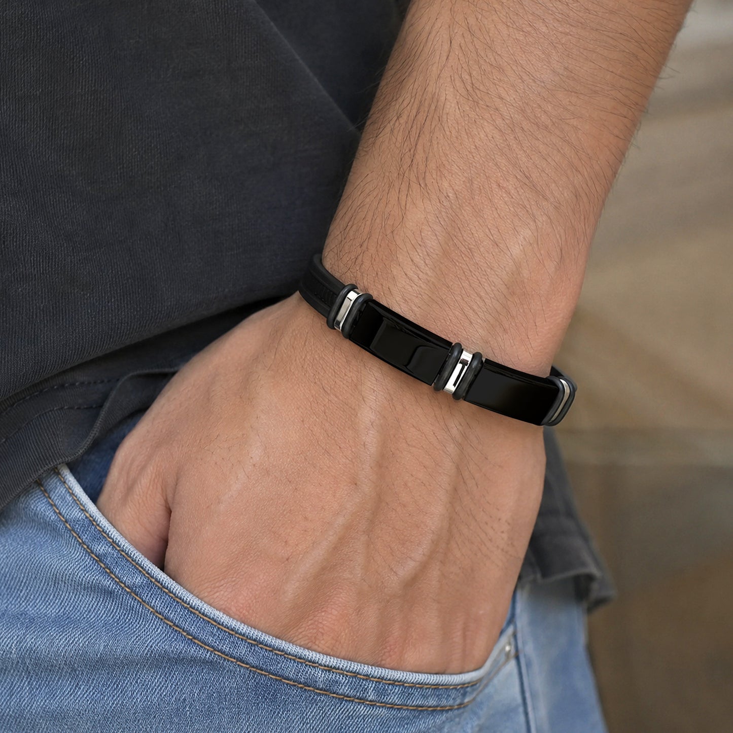 Planderful Everyday Genie Two Tone Stainless Steel Bracelet For Men Unisex Glossy Finish Premium Accessory