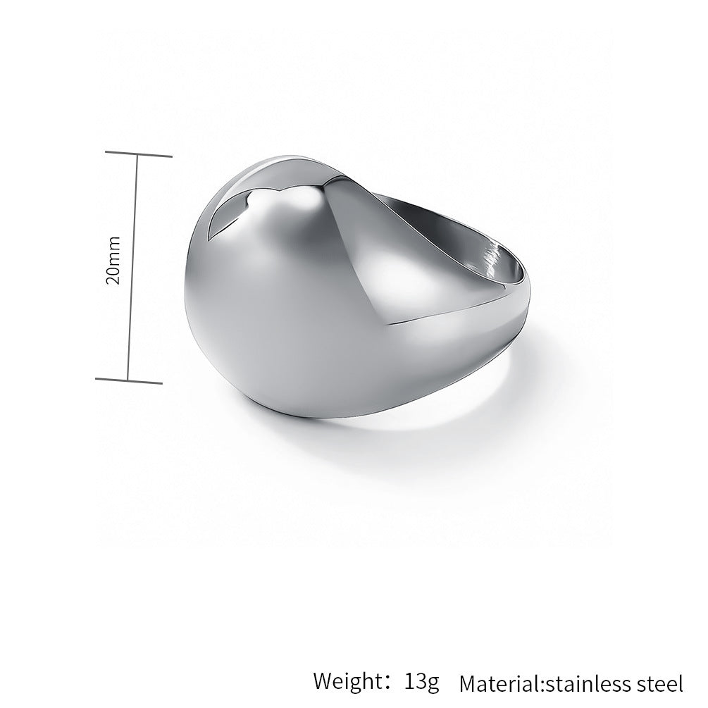 Planderful Everyday Genie Unisex Titanium Steel Pebble Ring With Water Drop Arc Design