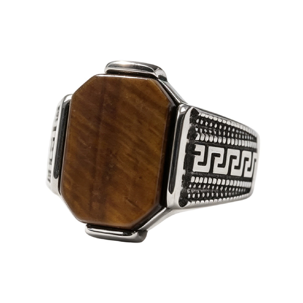 Great Wall Pattern Gemstone Titanium Steel Ring