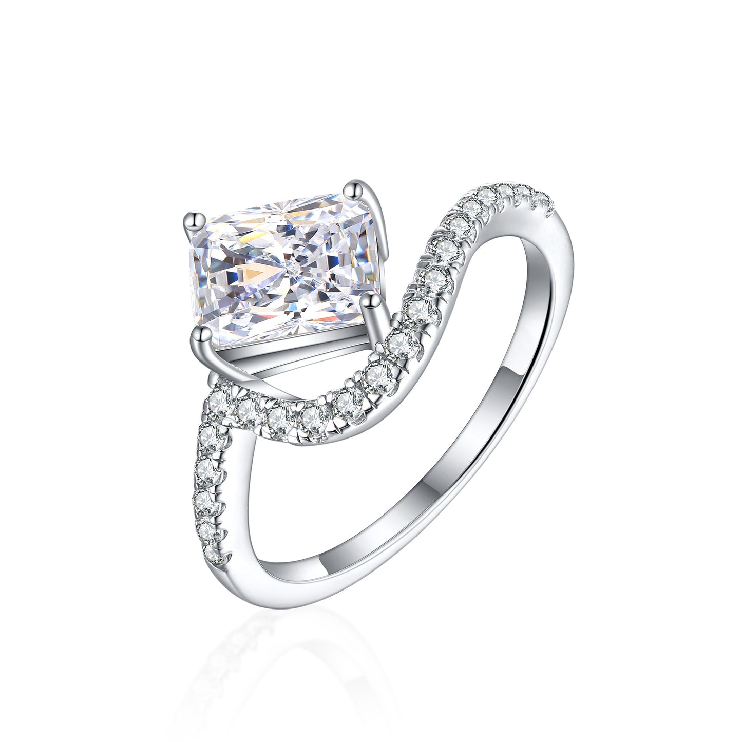 925 Sterling Silver 1.5ct Flame Ice Flower Cut Square Diamond Ring Women's Luxury Color Treasure