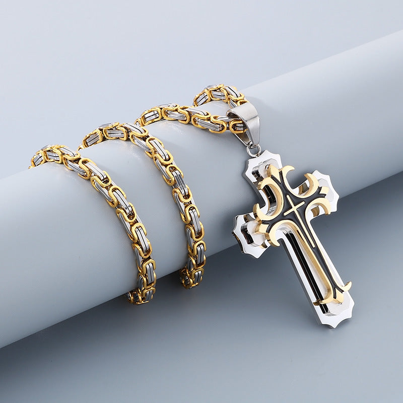 Planderful Men Cross Pendant Necklace Titanium Durable