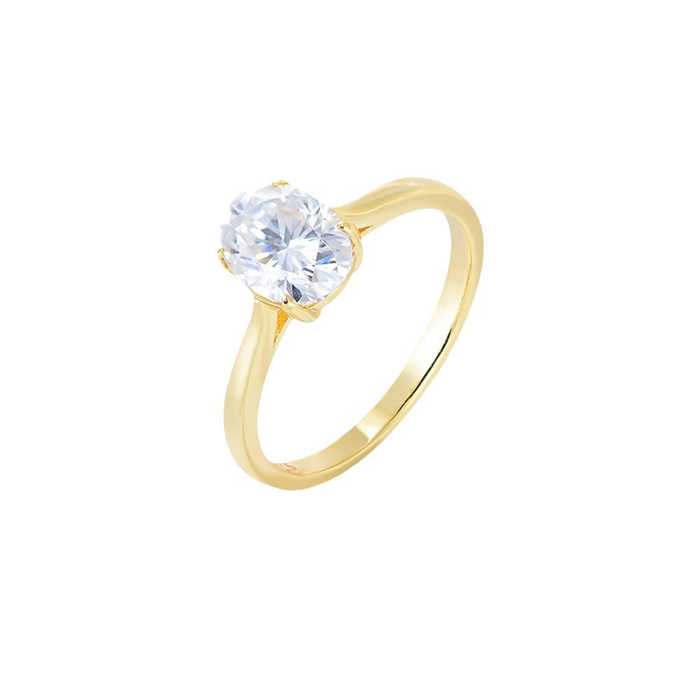 S925 Sterling Silver Oval Zircon Simulation Diamond Ring Classic Wedding Ring Exclusive Supply