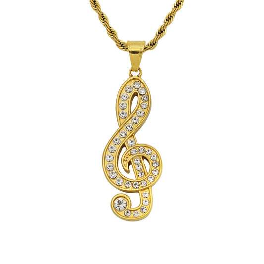 Planderful Hatsune Miku Music Note Necklace Zircon Titanium Steel Pendant Unisex Statement Jewelry For Anime Fans