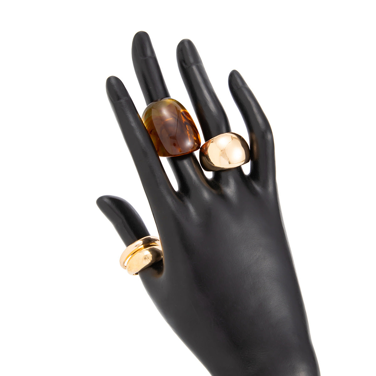 Planderful Geometric Landscape Ring Set With Resin Inlay Vienna Verve Collection Statement Jewelry For Women