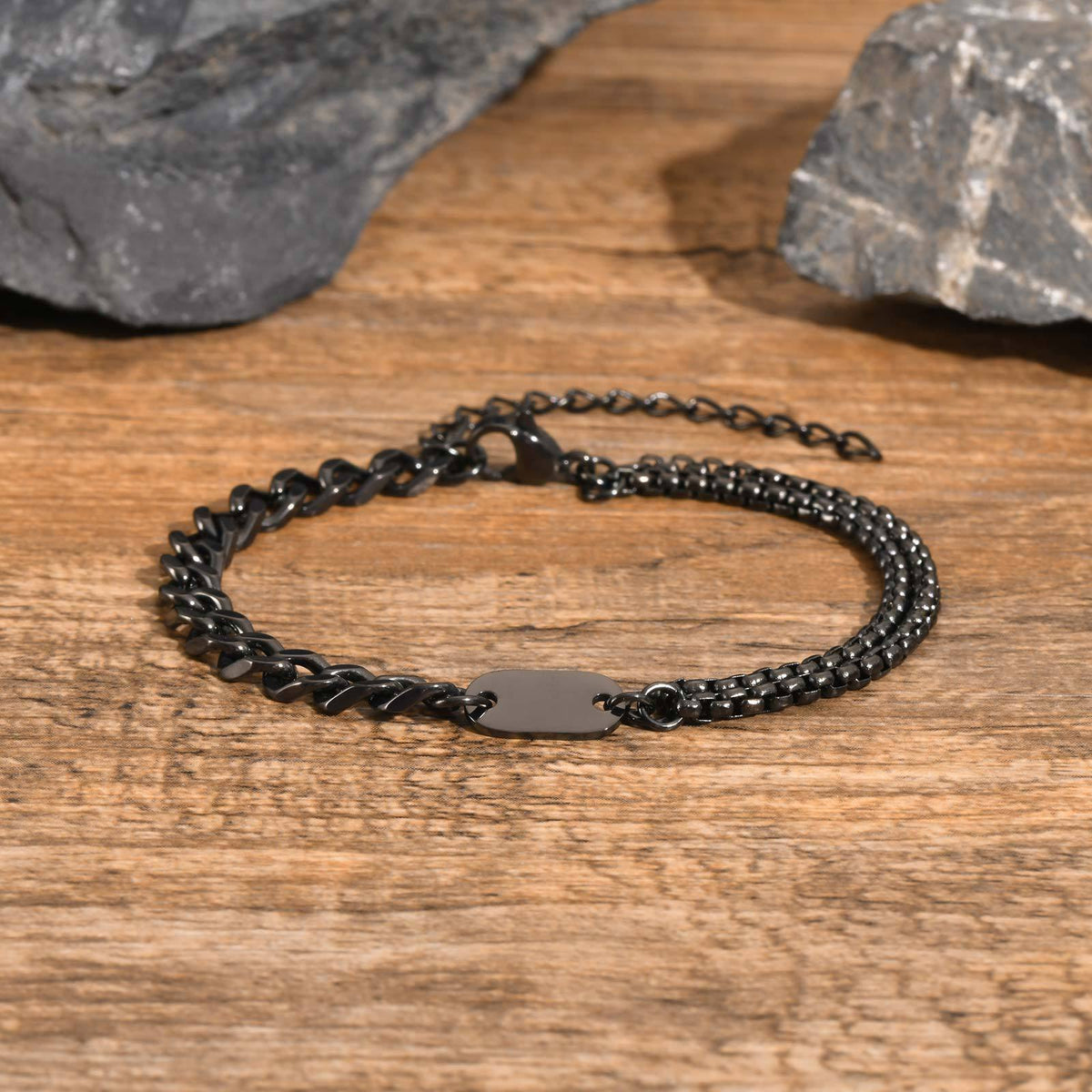 Black Stainless Steel Bracelet for Men