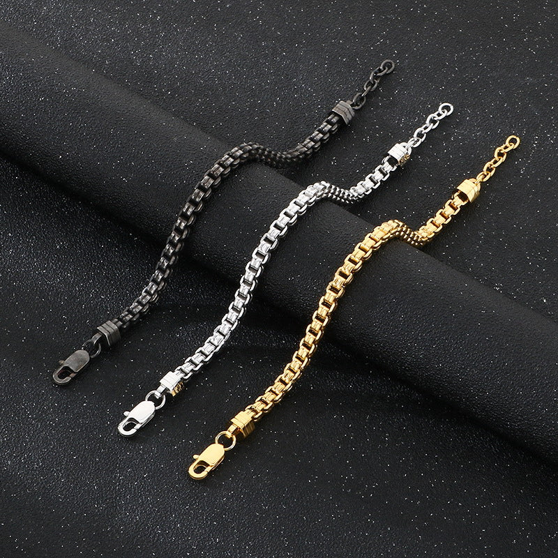 Stylish – Atmospheric Checkered Chain – Box Chain In Japan & South Korea Bracelet