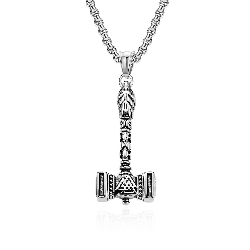 Nordic Viking Odin Thor's Hammer Stainless Steel Necklace