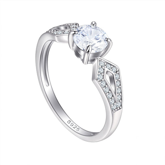 Planderful Sterling Silver Zircon Ring For Women Elegant Luxurious Sparkle Everyday Jewelry