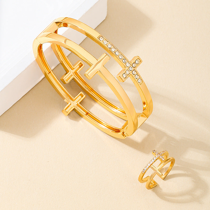 Planderful Vienna Verve Jewelry Set – Retro Metal Design with Zircon-Studded Accent