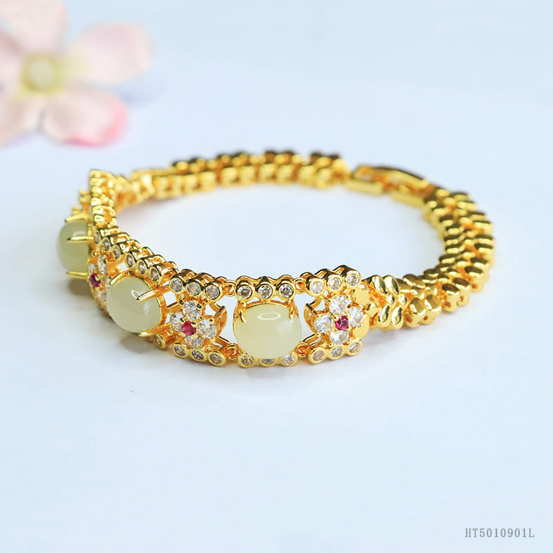 Qingshui Hetian Jade Wheat Motif Bracelet