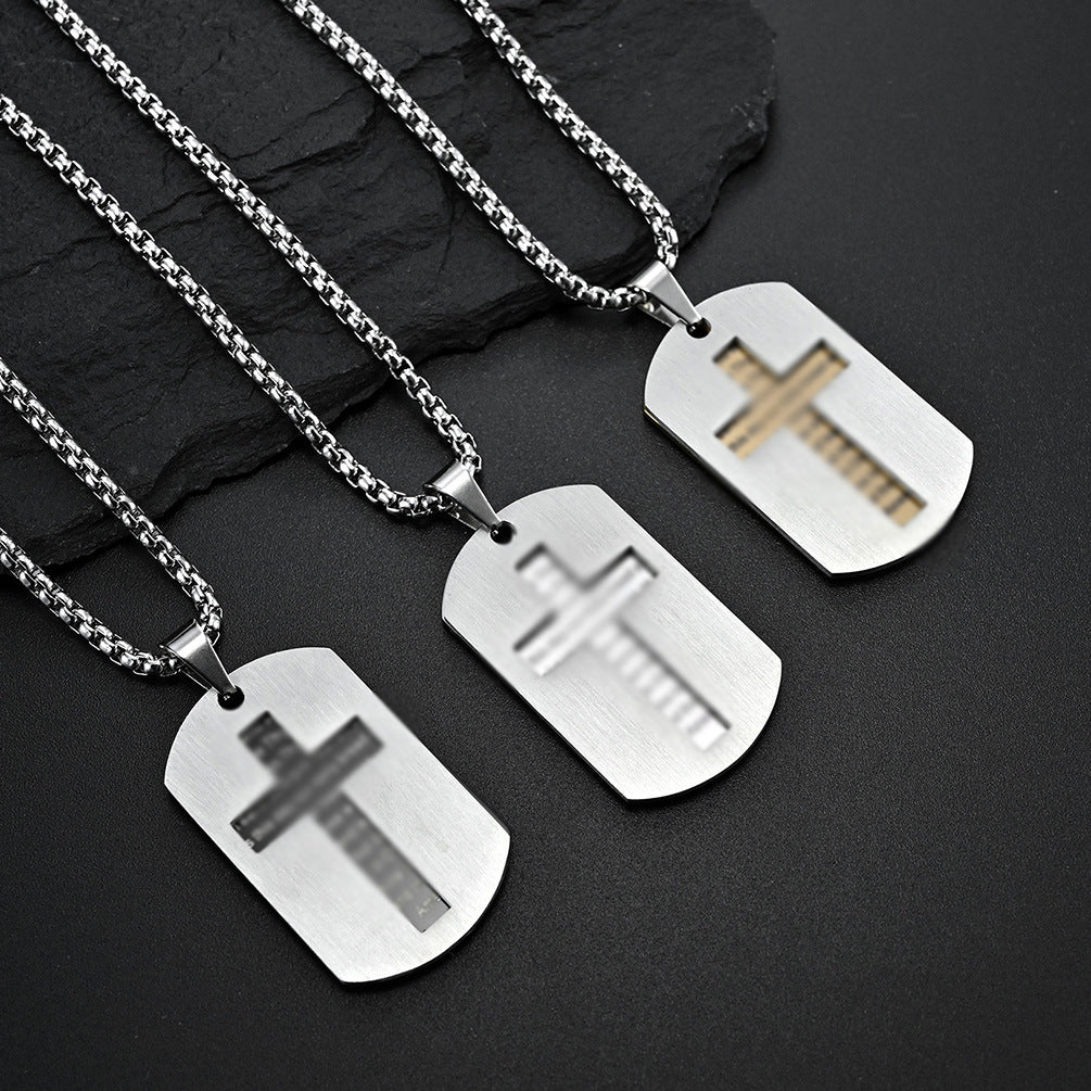 Amazon Hollow Cross Army Necklace Stainless Steel Double Cross