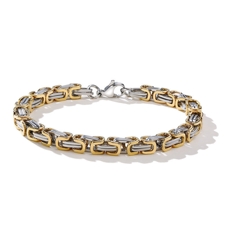Square Byzantine Gold Foreign Stainless Steel Bracelet for Men