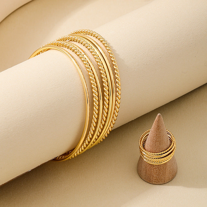 Metal Multi-Layer Bracelet Ring Set for Women by Planderful