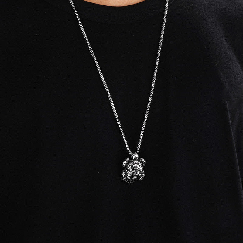 Old Creative Turtle Pendant, Retro Polka Dot Flower Turtle Devil's Eye Titanium Necklace