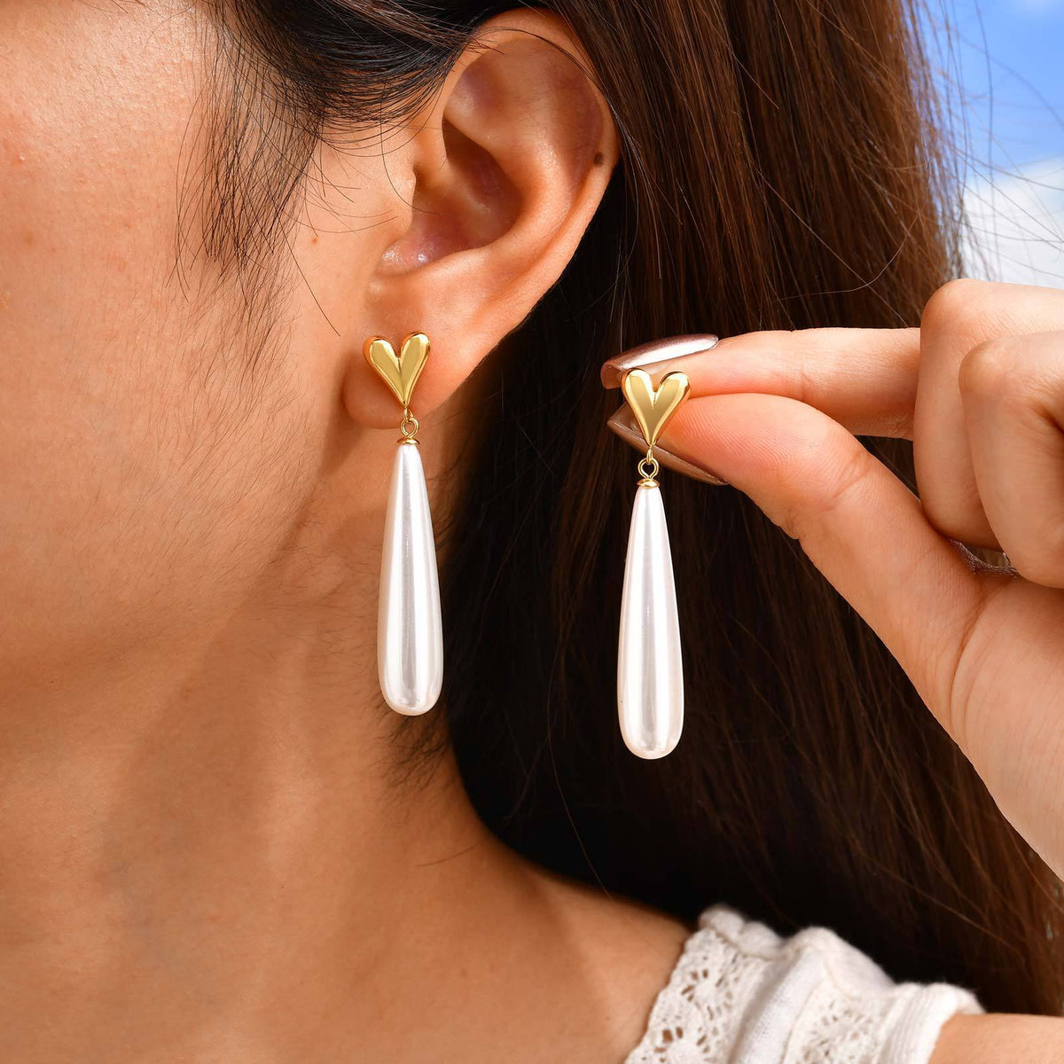 Stainless Steel Pearl Earrings