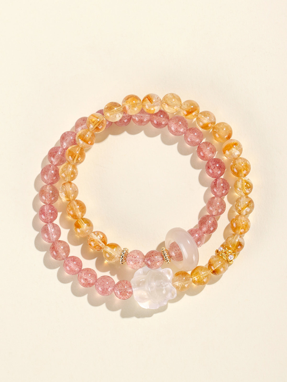 Strawberry Quartz Crystal Nine-Tailed Fox Bracelet