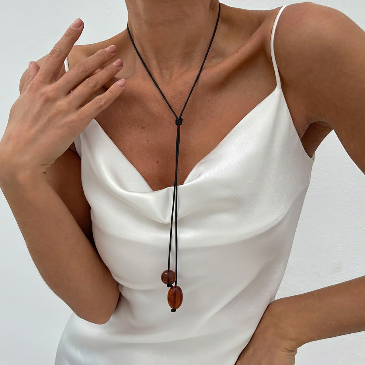 Asymmetrical Round Bead Y-Necklace
