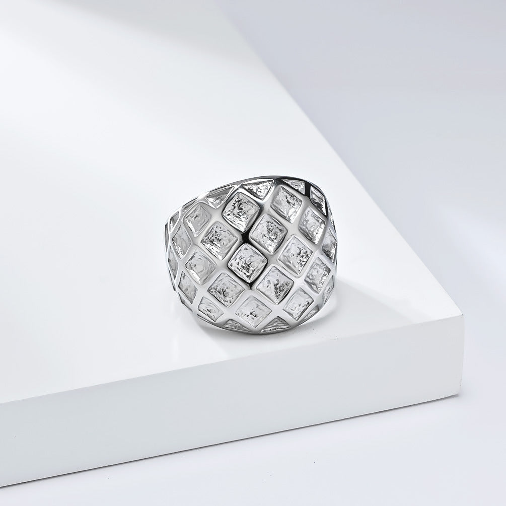 Planderful Everyday Genie Gold Plated Honeycomb Titanium Steel Ring For Daily Wear