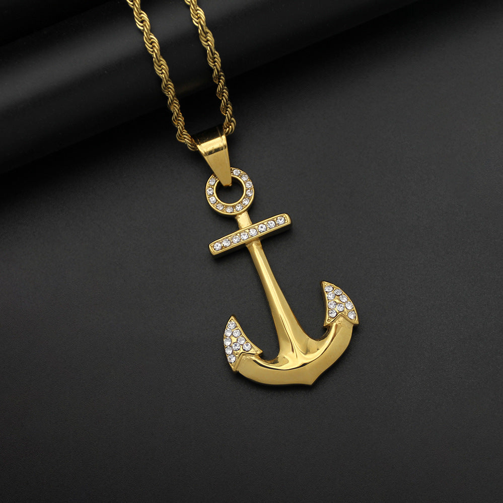 Steel Necklace - Elegant Everyday Anchor Pendant