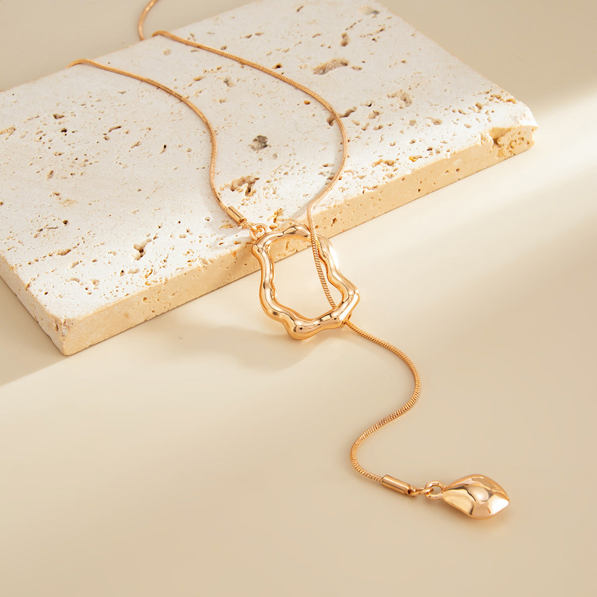 Irregular Geometric Long Snake Chain Necklace