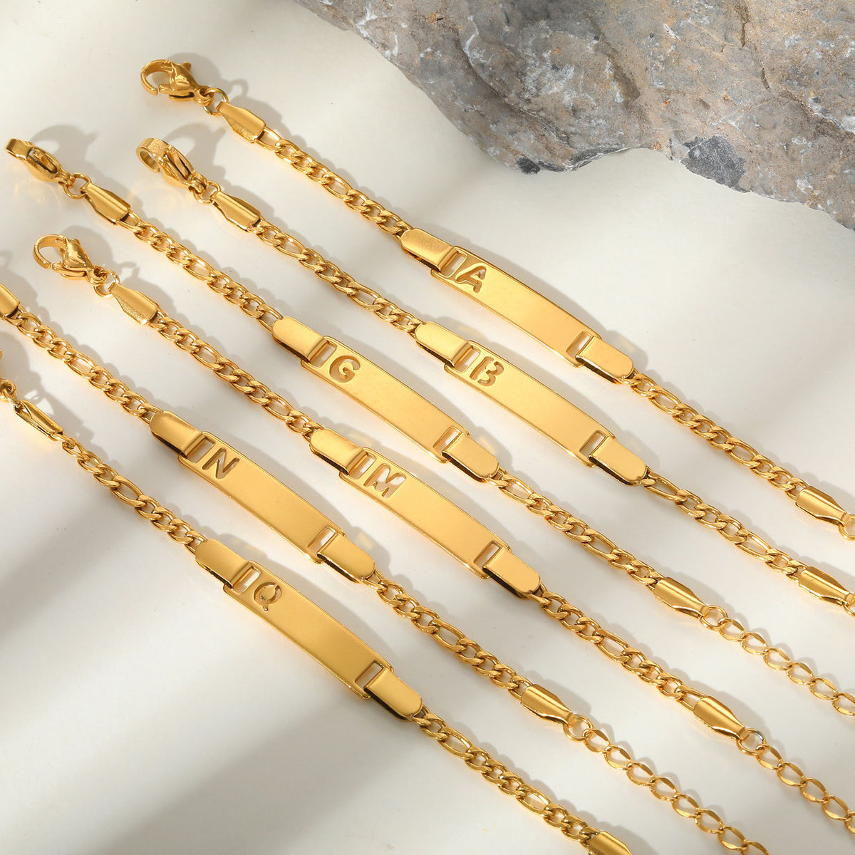 Stainless Steel Hollow Letter Children's Bend Card Electroplated Gold Blank Bend Card Bracelet